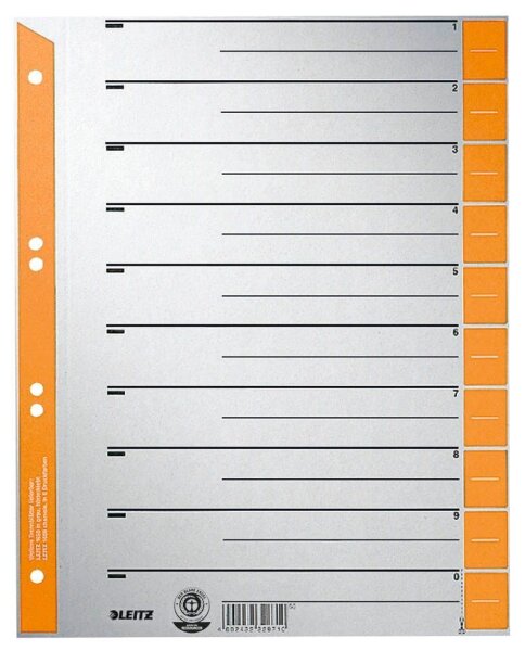 LEITZ Trennblätter 1652 DIN A4 1-0 orange, 230 g/qm, 100 St.