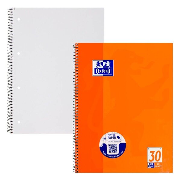 OXFORD Collegeblock Schule Lineatur 30 blanko DIN A4 Innenrand, 1 Block
