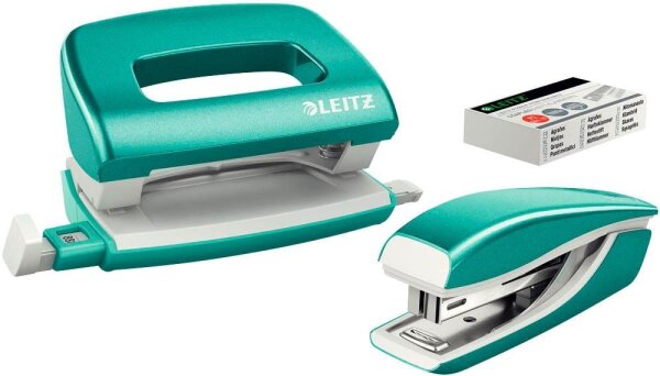 LEITZ Locher und Heftgeräte Set NeXXt WOW 5561 eisblau