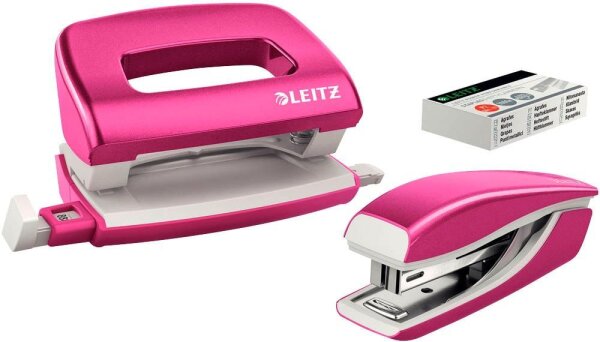 LEITZ Locher und Heftgeräte Set NeXXt WOW pink