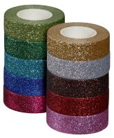folia Glitter Tape Deko-Klebeband glänzend 15,0 mm x 5,0 m 10 Rollen