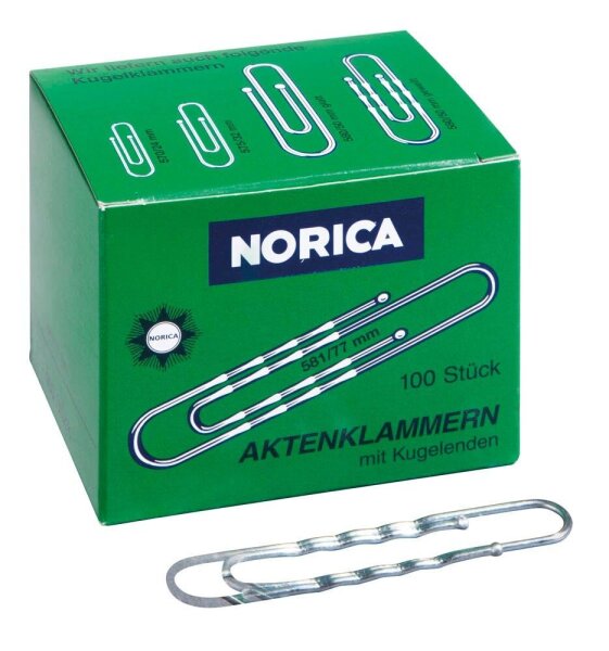 ALCO Aktenklammern NORICA silber galvanisiert, 100 St.