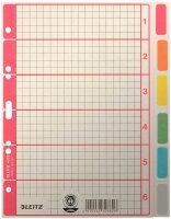 LEITZ Ordnerregister DIN A4 Vollformat 1-6 grau, farbig...