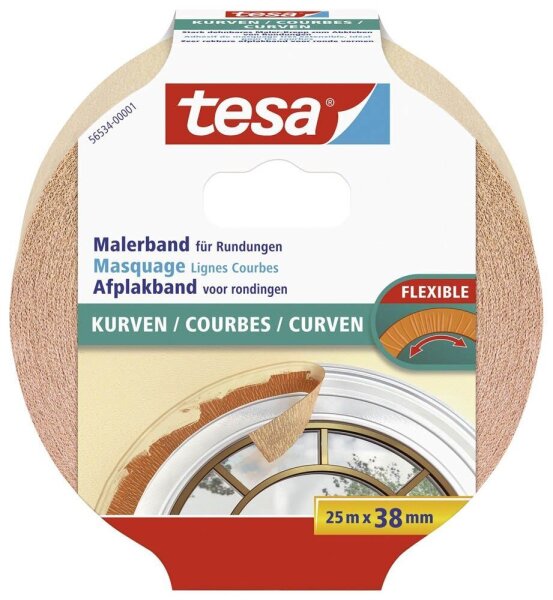 tesa KURVEN Kreppband beige 38,0 mm x 25,0 m 1 Rolle