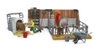 bruder bworld 62611 Kuh- und Kälberstall mit Landwirt Spielfiguren-Set
