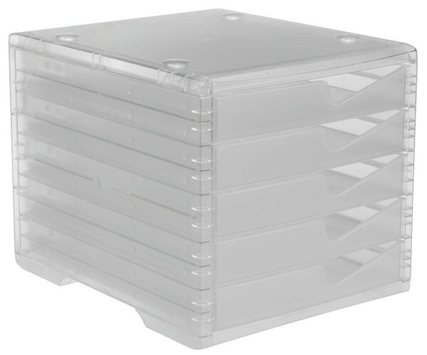 styro Schubladenbox styroswingbox light  transparent 275-8430.224, DIN A4 mit 5 Schubladen, 1 St.