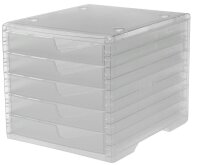 styro Schubladenbox styroswingbox light  transparent 275-8430.224, DIN A4 mit 5 Schubladen, 1 St.