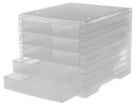 styro Schubladenbox styroswingbox light  transparent 275-8430.224, DIN A4 mit 5 Schubladen, 1 St.