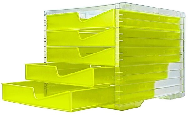 styro Schubladenbox styroswingbox NEONline  neon-gelb 275-8430.2164, DIN A4 mit 5 Schubladen, 1 St.
