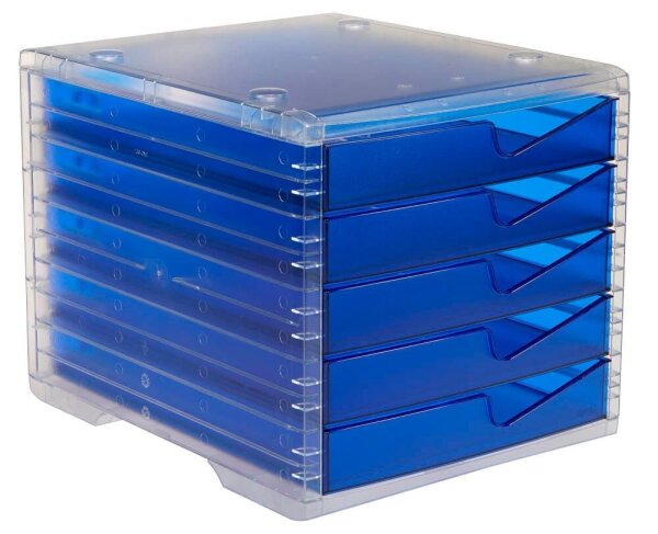 styro Schubladenbox styroswingbox light  blau 275-8430.324, DIN A4 mit 5 Schubladen, 1 St.