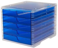 styro Schubladenbox styroswingbox light  blau 275-8430.324, DIN A4 mit 5 Schubladen, 1 St.