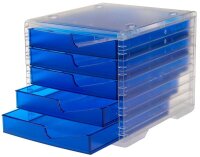 styro Schubladenbox styroswingbox light  blau 275-8430.324, DIN A4 mit 5 Schubladen, 1 St.