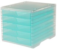 styro Schubladenbox styroswingbox light  aqua 275-8430.25224, DIN A4 mit 5 Schubladen, 1 St.
