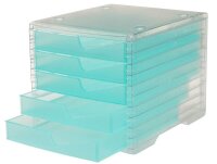 styro Schubladenbox styroswingbox light  aqua 275-8430.25224, DIN A4 mit 5 Schubladen, 1 St.