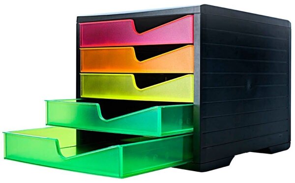 styro Schubladenbox styroswingbox NEONline  neon multi-color 275-8430.2691, DIN A4 mit 5 Schubladen, 1 St.