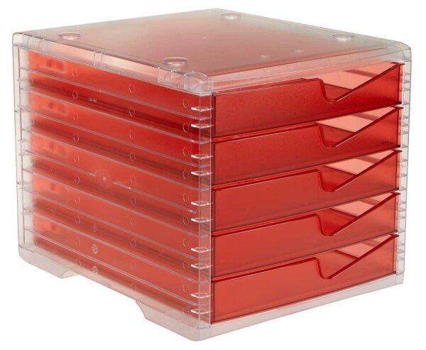 styro Schubladenbox styroswingbox light  cranberry 275-8430.22224, DIN A4 mit 5 Schubladen, 1 St.