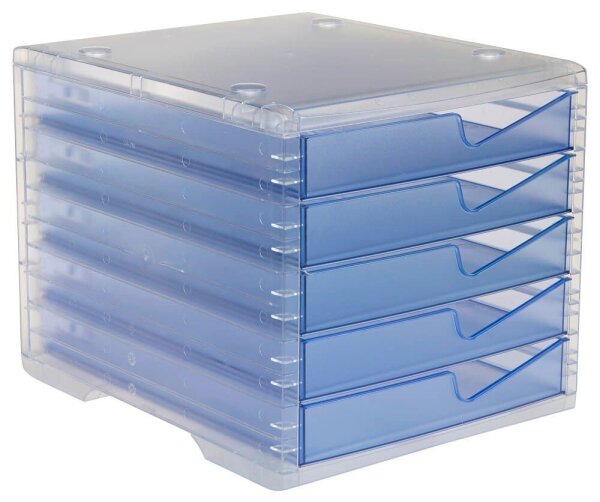 styro Schubladenbox styroswingbox light  cornflower 275-8430.26224, DIN A4 mit 5 Schubladen, 1 St.