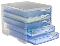 styro Schubladenbox styroswingbox light  cornflower 275-8430.26224, DIN A4 mit 5 Schubladen, 1 St.