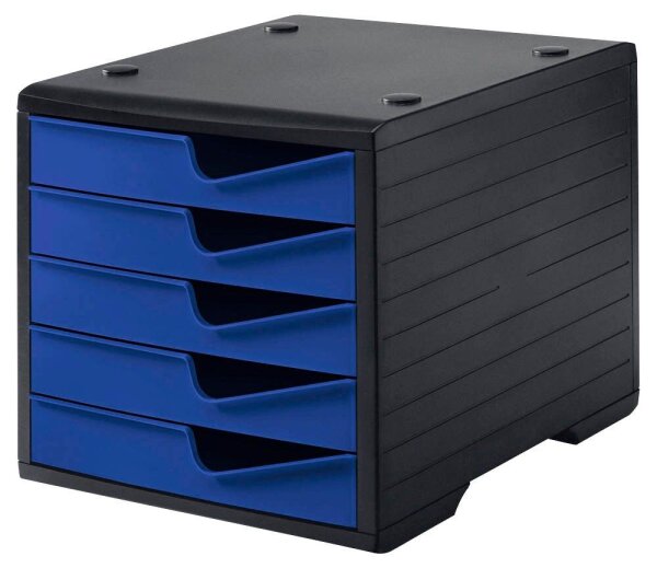 styro Schubladenbox styroswingbox  blau 275-8430.3591, DIN A4 mit 5 Schubladen, 1 St.