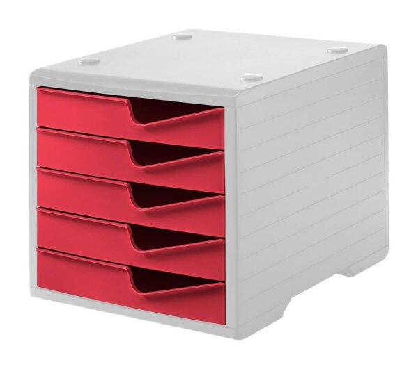 styro Schubladenbox styroswingbox  cranberry 275-8430.2281, DIN A4 mit 5 Schubladen, 1 St.