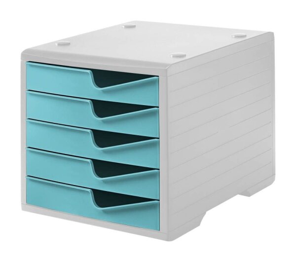 styro Schubladenbox styroswingbox  aqua 275-8430.5281, DIN A4 mit 5 Schubladen, 1 St.