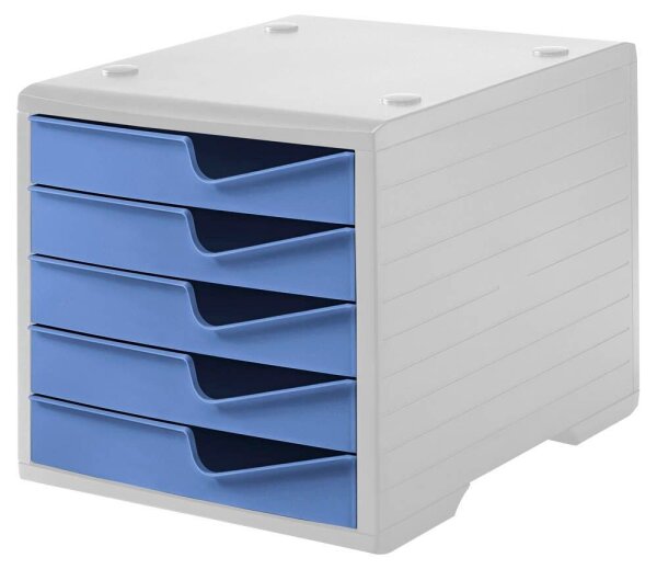 styro Schubladenbox styroswingbox  cornflower 275-8430.6281, DIN A4 mit 5 Schubladen, 1 St.