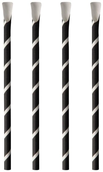 PAPSTAR Strohhalme pure schwarz, weiß Papier, 100 St.