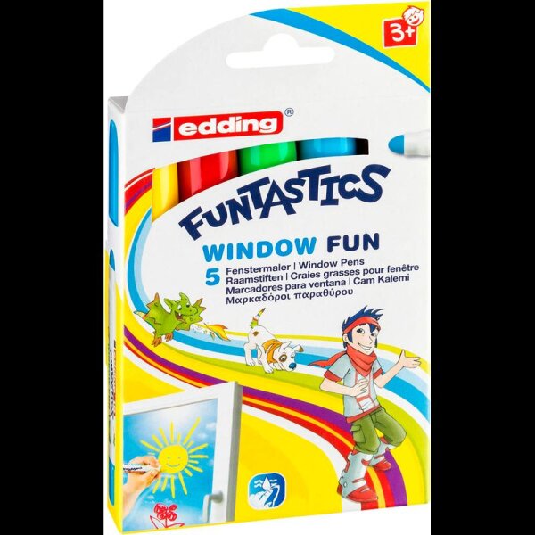 edding FUNTASTICS WINDOW FUN Kreidemarker farbsortiert 2,0 - 6,0 mm, 5 St.