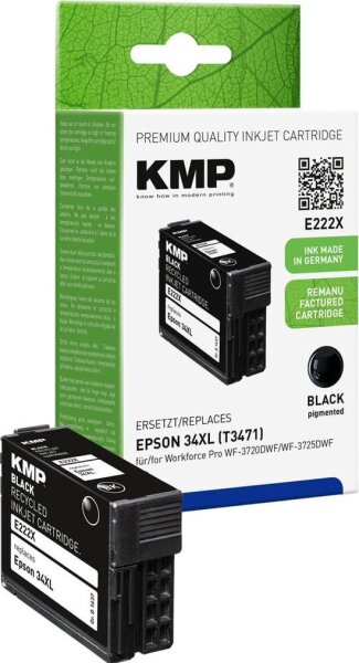 KMP E222X schwarz Druckerpatrone kompatibel zu EPSON 34XL (T3471)