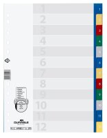 DURABLE Ordnerregister DIN A4 Vollformat 1-12 blau, gelb,...