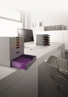 DURABLE Schubladenbox VARICOLOR®  dunkelgrau mit bunten Farblinien 760727, DIN A4 mit 7 Schubladen, 1 St.