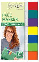 SIGEL transparent Haftmarker farbsortiert 7x 40 Streifen