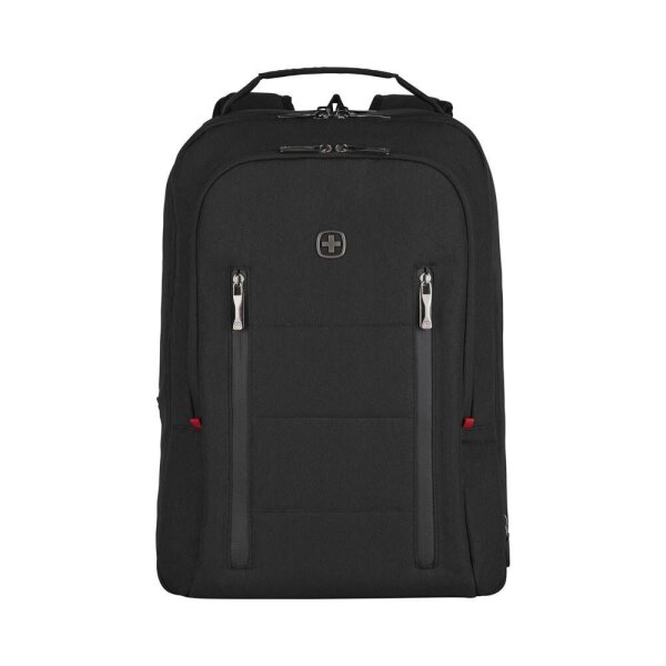 WENGER Rucksack City Traveler Kunstfaser schwarz 16,0 l, erweiterbarer Stauraum: 24,0 l