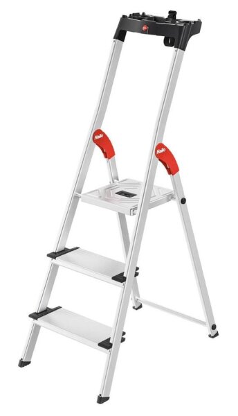Hailo Stehleiter einseitig L80 ComfortLine silber 3 Stufen, H: 138,0 cm
