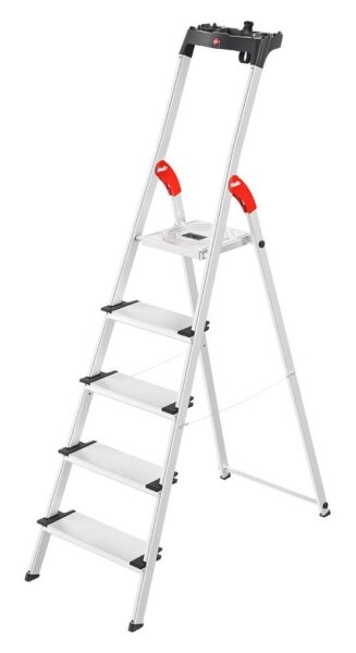 Hailo Stehleiter einseitig L80 ComfortLine silber 5 Stufen, H: 184,0 cm