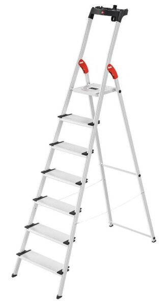 Hailo Stehleiter einseitig L80 ComfortLine silber 7 Stufen, H: 232,0 cm