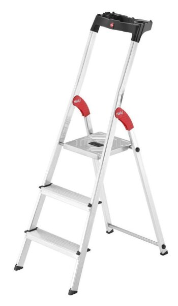 Hailo Stehleiter einseitig L60 StandardLine silber 3 Stufen, H: 138,0 cm