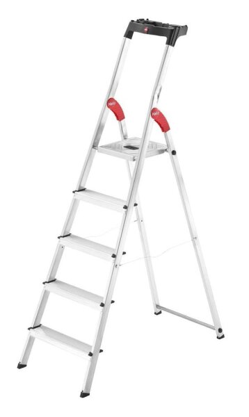 Hailo Stehleiter einseitig L60 StandardLine silber 5 Stufen, H: 184,0 cm