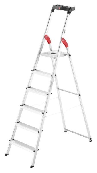 Hailo Stehleiter einseitig L60 StandardLine silber 6 Stufen, H: 208,0 cm