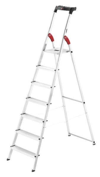 Hailo Stehleiter einseitig L60 StandardLine silber 7 Stufen, H: 232,0 cm