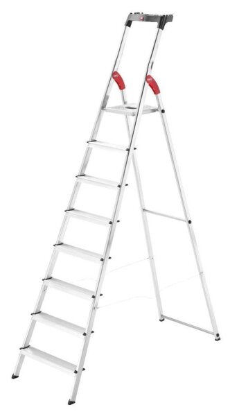 Hailo Stehleiter einseitig L60 StandardLine silber 8 Stufen, H: 255,0 cm