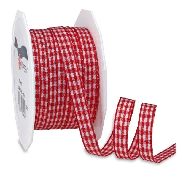 PRÄSENT Geschenkband Vichy matt rot/weiß 10,0 mm x 20,0 m