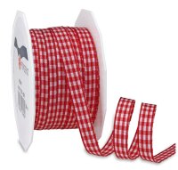 PRÄSENT Geschenkband Vichy matt rot/weiß 10,0...