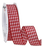 PRÄSENT Geschenkband Vichy matt rot/weiß 25,0...