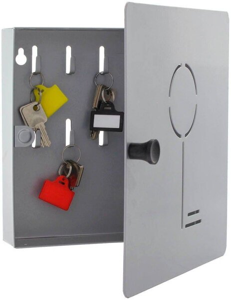 ROTTNER Key Collect 10 Schlüsselkasten silber mit 10 Haken, 22,0 x 5,0 x 22,0 cm, 1 St.