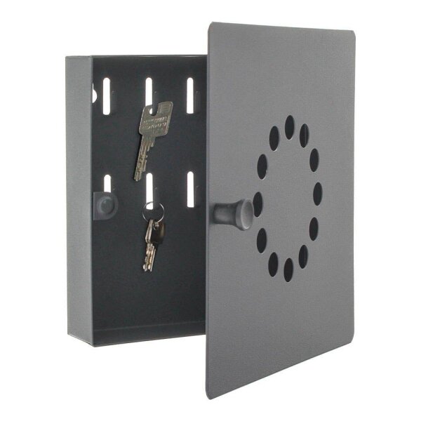 ROTTNER Key Point 10 Schlüsselkasten schwarz mit 10 Haken, 22,0 x 5,0 x 22,0 cm, 1 St.