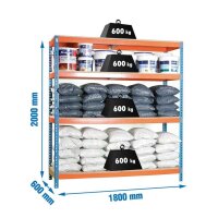 Simonrack Schwerlast-Weitspannregal SIMONFORTE 1806-4 458100045201868 blau, orange 180,0 x 60,0 x 200,0 cm