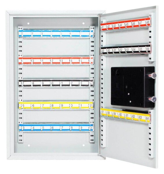ROTTNER S64 EL Schlüsselkasten lichtgrau mit 64 Haken, Elektronikschloss, 30,0 x 8,0 x 45,0 cm, 1 St.