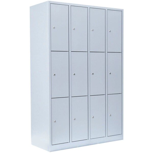 LÜLLMANN Schließfachschrank lichtgrau 520340, 12 Schließfächer 117,0 x 50,0 x 180,0 cm