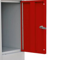 LÜLLMANN Schließfachschrank lichtgrau, feuerrot 520344, 12 Schließfächer 117,0 x 50,0 x 180,0 cm